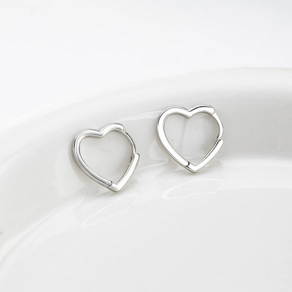 Earrings S925 Sterling Silver Heart Design Electroplated Small Fresh Style