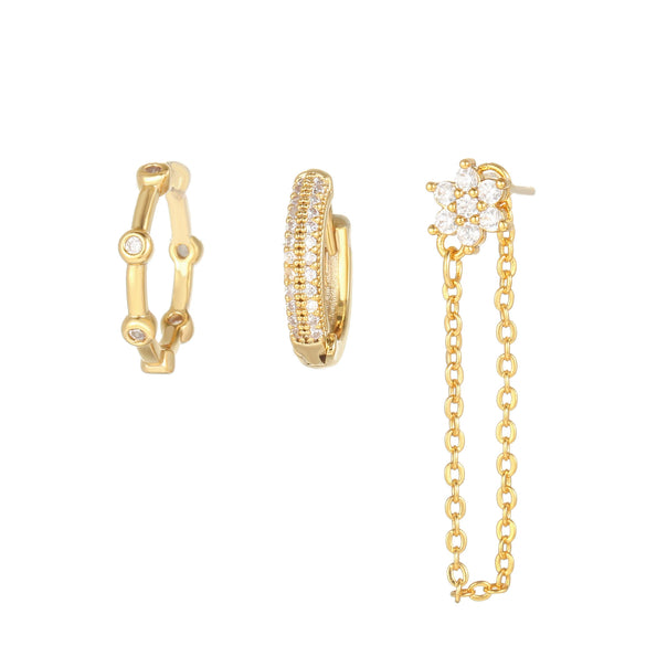 Earrings Set Brass Zircon Inlaid Geometric Fashion Artistic Women's