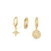 Earrings Set Brass Zircon Inlaid Geometric Fashion Artistic Women's