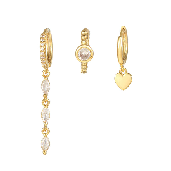 Earrings Set Brass Zircon Inlaid Geometric Fashion Artistic Women's