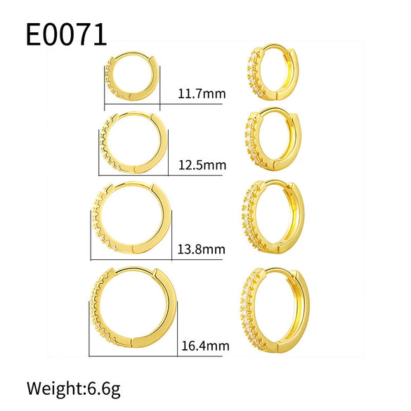 Earrings Set Gold Plated Copper Cubic Zirconia Inlaid Geometric Style Electroplated For Women