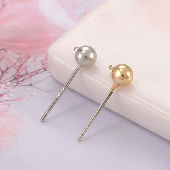 Earrings 925 Silver Copper Hoop Bean Round Ball Electroplating Diy Accessories