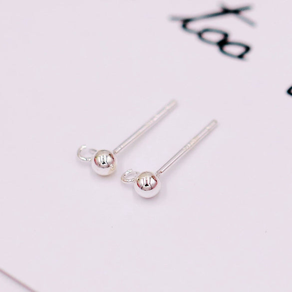 Earrings 925 Silver Copper Hoop Bean Round Ball Electroplating Diy Accessories