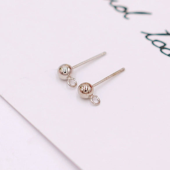 Earrings 925 Silver Copper Hoop Bean Round Ball Electroplating Diy Accessories