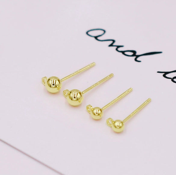 Earrings 925 Silver Copper Hoop Bean Round Ball Electroplating Diy Accessories
