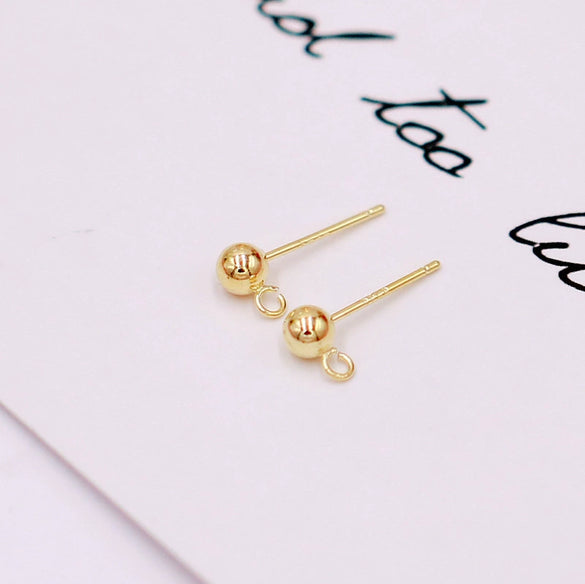 Earrings 925 Silver Copper Hoop Bean Round Ball Electroplating Diy Accessories