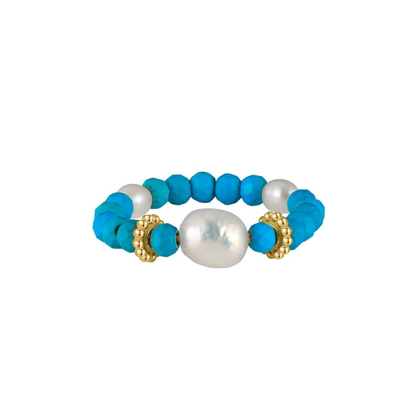 Earrings Silver Geometric Pattern Electroplated Natural Freshwater Pearl Turquoise Tassel Style