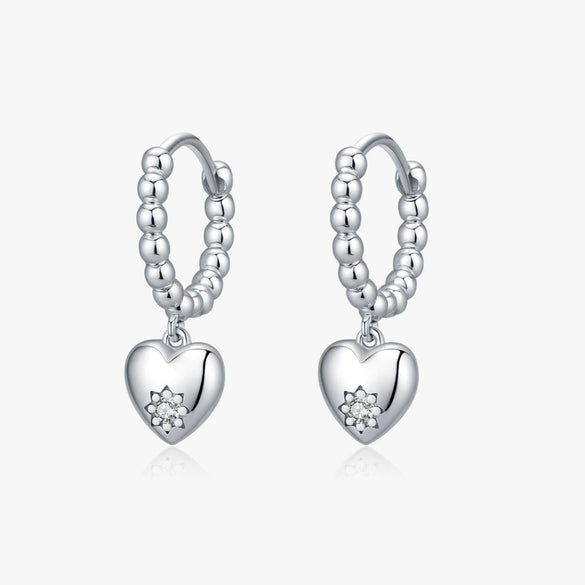Earrings 925 Silver Heart Shape Flash Diamond Women