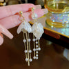 Earrings 925 Silver Pearl Acrylic Crystal Flowers Style