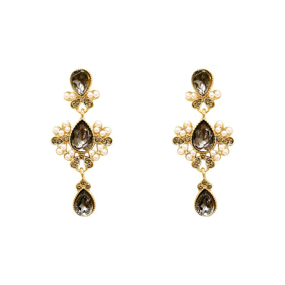 Earrings 925 Silver Pearl Drop Shape Baroque Retro Elegant Electroplating Alloy Women's