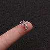 Earrings Stainless Steel Cross Thin Rod Inlaid Zircon With Letters Numbers Text