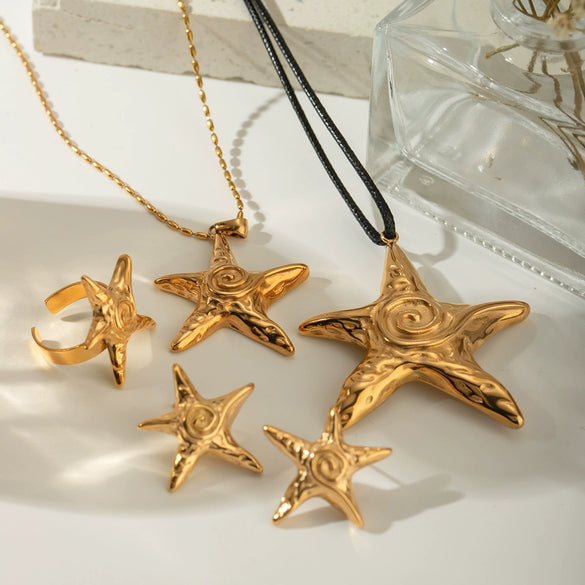 Earrings Stainless Steel Geometric Starfish Electroplating