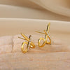 Earrings Stainless Steel Imitation Pearl Bow Light Luxury Style Electroplating