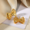 Earrings Stainless Steel Imitation Pearl Bow Light Luxury Style Electroplating
