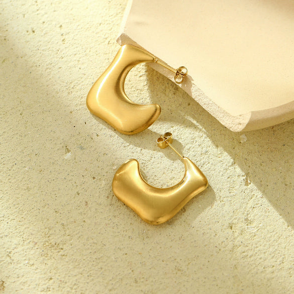 Earrings Stainless Steel Irregular Ctype Ins Style Electroplating