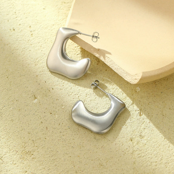 Earrings Stainless Steel Irregular Ctype Ins Style Electroplating