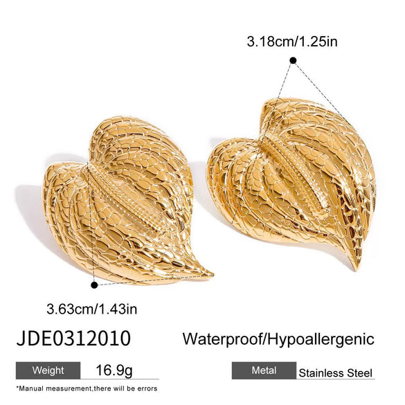 Earrings Stainless Steel 18K Geometric Hammer Leaf Electroplating Women's Light Luxury Allmatch