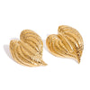 Earrings Stainless Steel 18K Geometric Hammer Leaf Electroplating Women's Light Luxury Allmatch