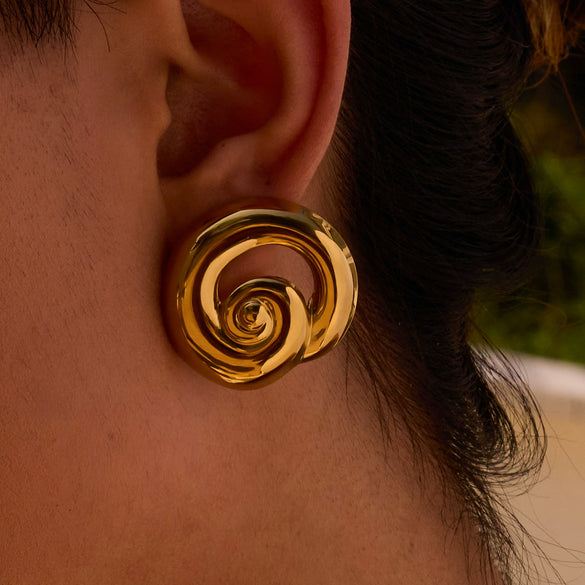 Earrings Stainless Steel 18K Gold Geometric Electroplated