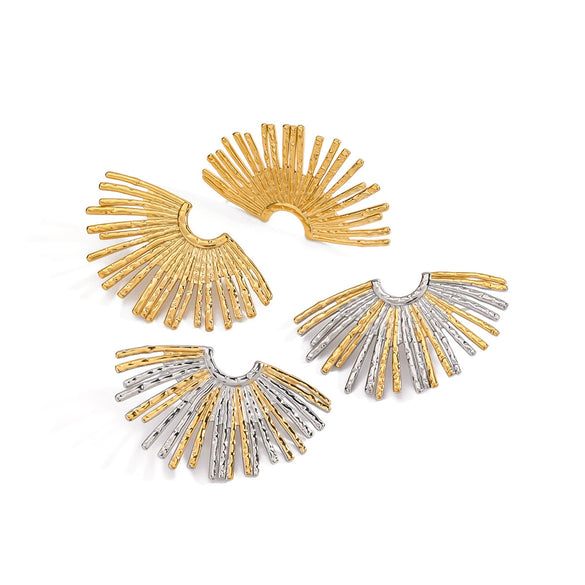 Earrings Stainless Steel 18K Gold Geometric French Retro Electroplating Gold And Silver Color Matching Women's