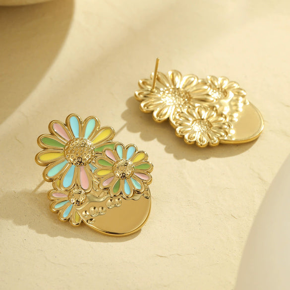 Earrings Stainless Steel 18K Gold Plated Geometric Style