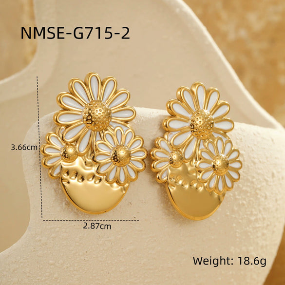 Earrings Stainless Steel 18K Gold Plated Geometric Style