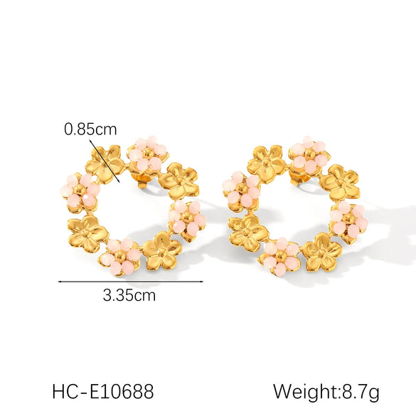 Earrings Stainless Steel Pearl Flower Geometric Butterfly Inlaid Zircon