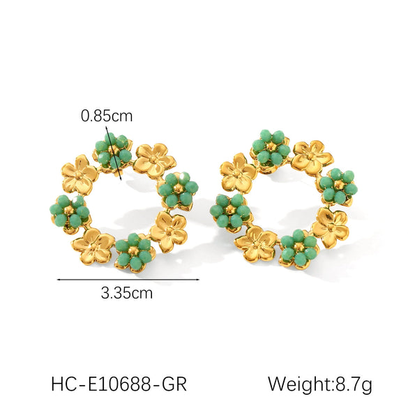 Earrings Stainless Steel Pearl Flower Geometric Butterfly Inlaid Zircon