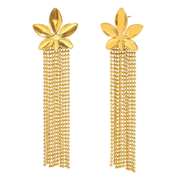 Earrings Stainless Steel Plated Gold Pearl Flower Tassel Electroplating