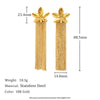 Earrings Stainless Steel Plated Gold Pearl Flower Tassel Electroplating