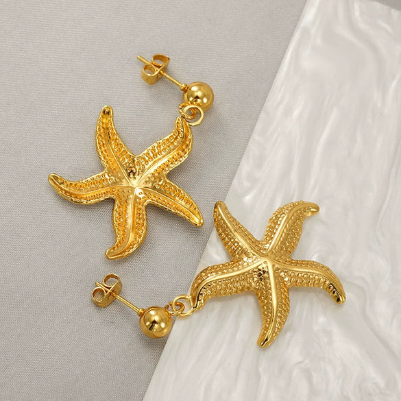 Earrings Stainless Steel Starfish Animal Zodiac Electroplating Fashion For Women