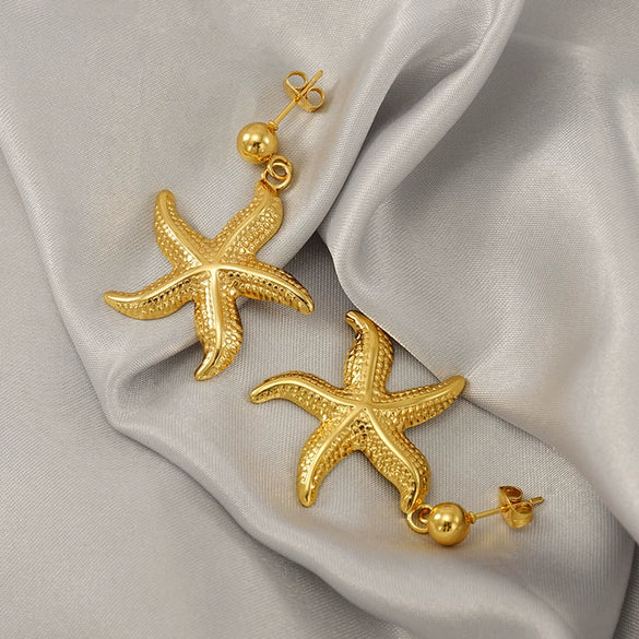 Earrings Stainless Steel Starfish Animal Zodiac Electroplating Fashion For Women