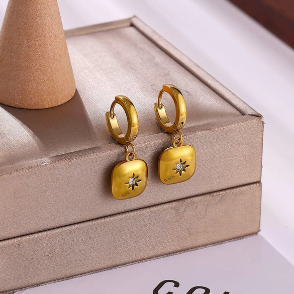 Earrings Stainless Steel Synthetic Zircon Geometric U Shaped Diamond Processed For Women