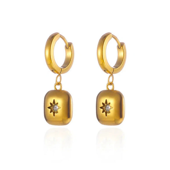 Earrings Stainless Steel Synthetic Zircon Geometric U Shaped Diamond Processed For Women
