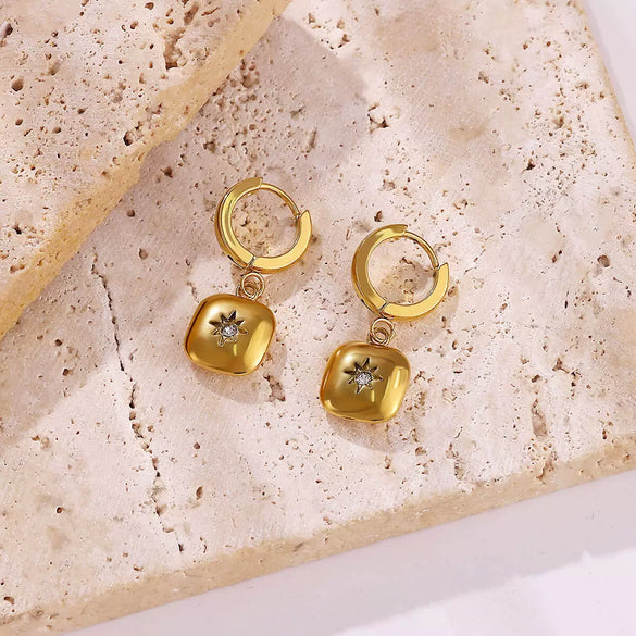 Earrings Stainless Steel Synthetic Zircon Geometric U Shaped Diamond Processed For Women