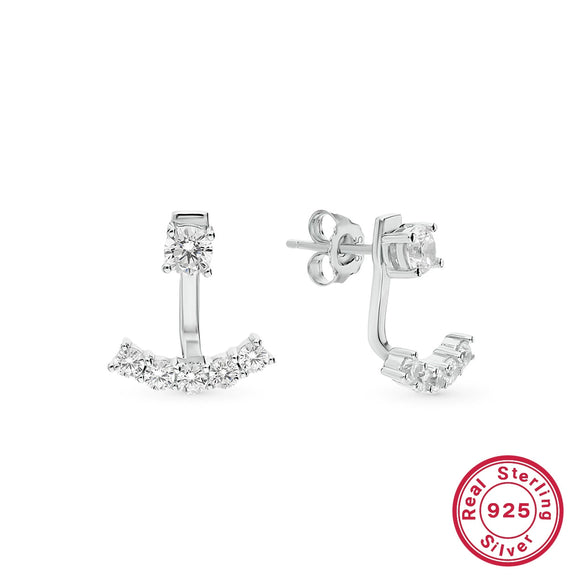 Earrings 925 Sterling Silver Diamond Geometric Fashionable Light Luxury Design