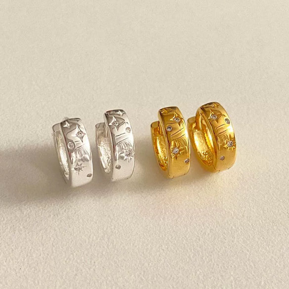 Earrings 925 Sterling Silver Electroplated With Letters Numbers Text Pattern