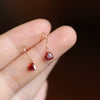 Earrings 925 Sterling Silver Heartshaped Red Corundum Red Diamond Red Zircon New Style Cute
