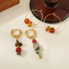 Earrings Tiger Eye Stone Agate Copper Stainless Steel Vintage Geometric Purely Handmade