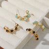 Earrings Tiger's Eye Stone Copper 925 Silver Handmade Retro Maillard Geometric