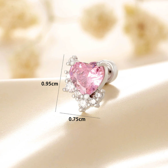 Earrings Titanium Steel Copper Heart Shape Microinlaid Zircon With Diamonds Sweet Cute Advanced Sense For Women