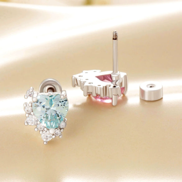 Earrings Titanium Steel Copper Heart Shape Microinlaid Zircon With Diamonds Sweet Cute Advanced Sense For Women