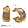 Earrings 316L Stainless Steel Cshaped Inlaid Green Zircon Plated With 18K Gold Fashionable