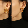 Earrings 316L Stainless Steel Flower Leaves Electroplated