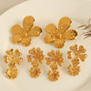 Earrings 316L Stainless Steel Flower Leaves Electroplated