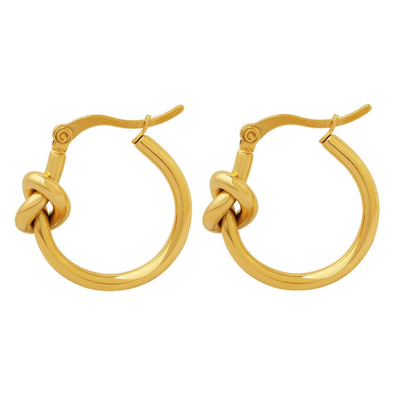 Earrings 316L Stainless Steel Geometric Knot Circle Electroplated For Women