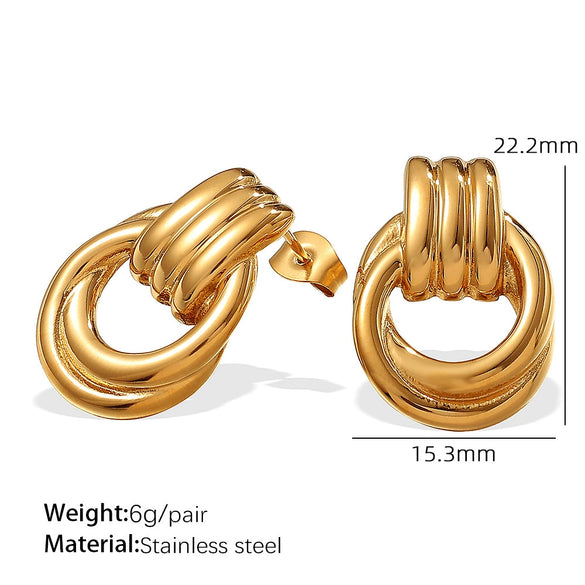 Earrings 316L Stainless Steel Geometric Striped Electroplating Women