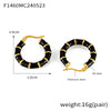 Earrings 316L Stainless Steel Geometric U Shaped Gold Plated Bamboo Stitching Glaze Design