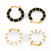 Earrings 316L Stainless Steel Geometric U Shaped Gold Plated Bamboo Stitching Glaze Design
