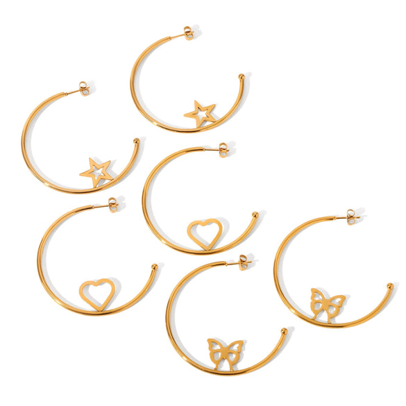 Earrings Titanium Steel Heartshaped Electroplating Women's Jewelry With Animal Zodiac Pattern